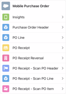 Mobile ERP purchase order software dashboard on mobile screen for enterprise resource planning.